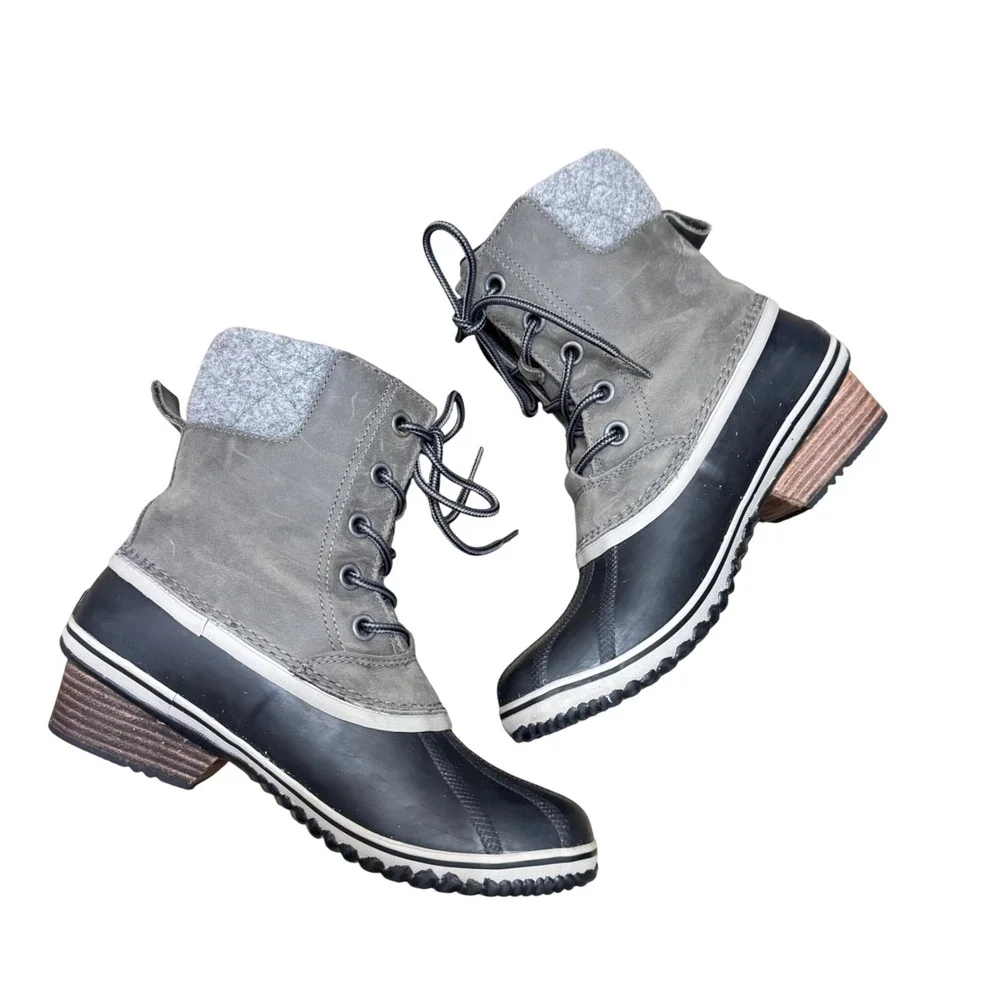 Sorel Slimpack II Quarry Black Lace Up‎ Short Winter Snow Boots Size 11 US